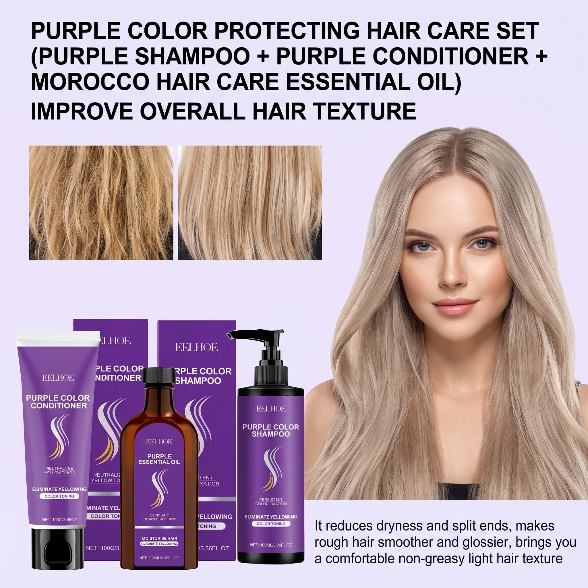 Zestaw szamponu fioletowego z  – Hair Care Oil Serum recenzja i cena
